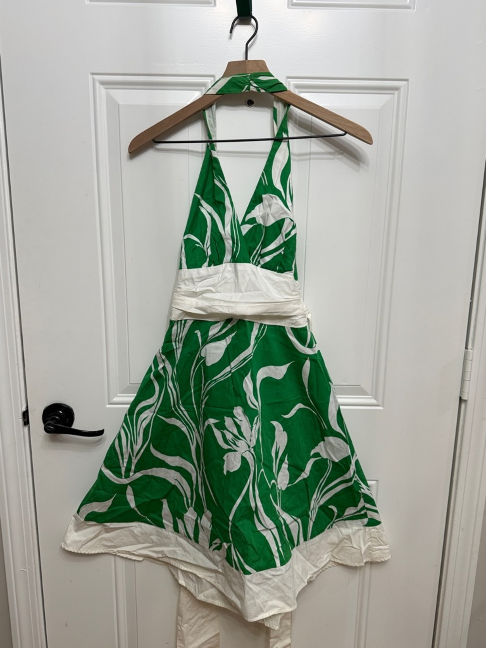 Roulette Green and White Floral Halter Dress